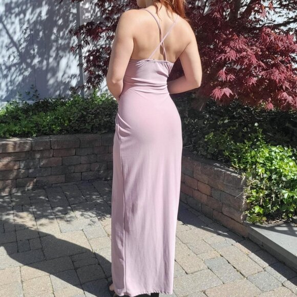 Boohoo Size 10 wrap Strappy Maxi Dress Spaghetti Strap Sleeveless pink mauve - Picture 3 of 11